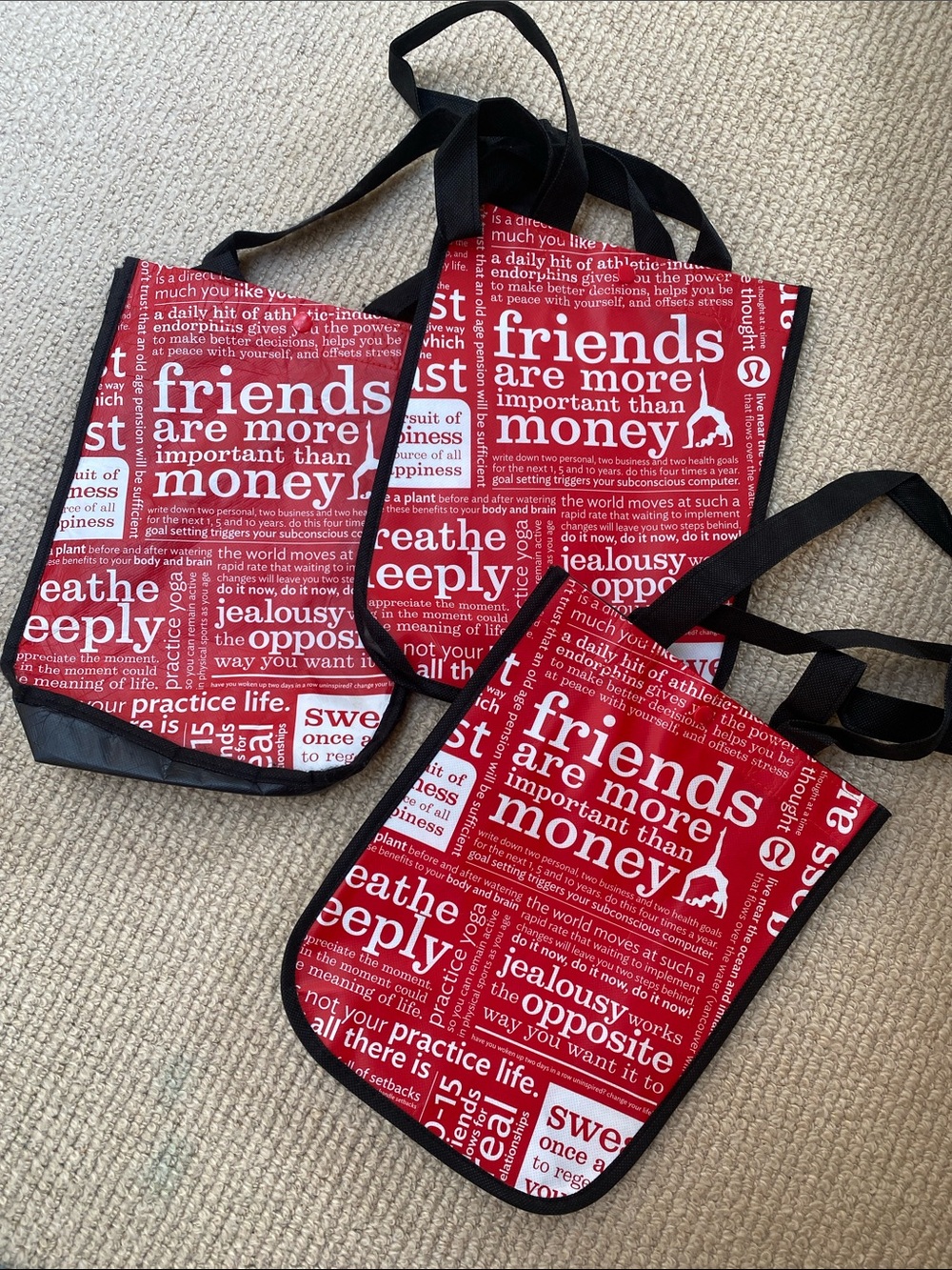 Set of 3 Lululemon Small Reusable Tote Bags